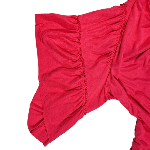 Sejour Hot Pink Tunic Blouse Sz 2X Wide Ruffle Sleeves Pullover Top Shirt Casual - Picture 6 of 11